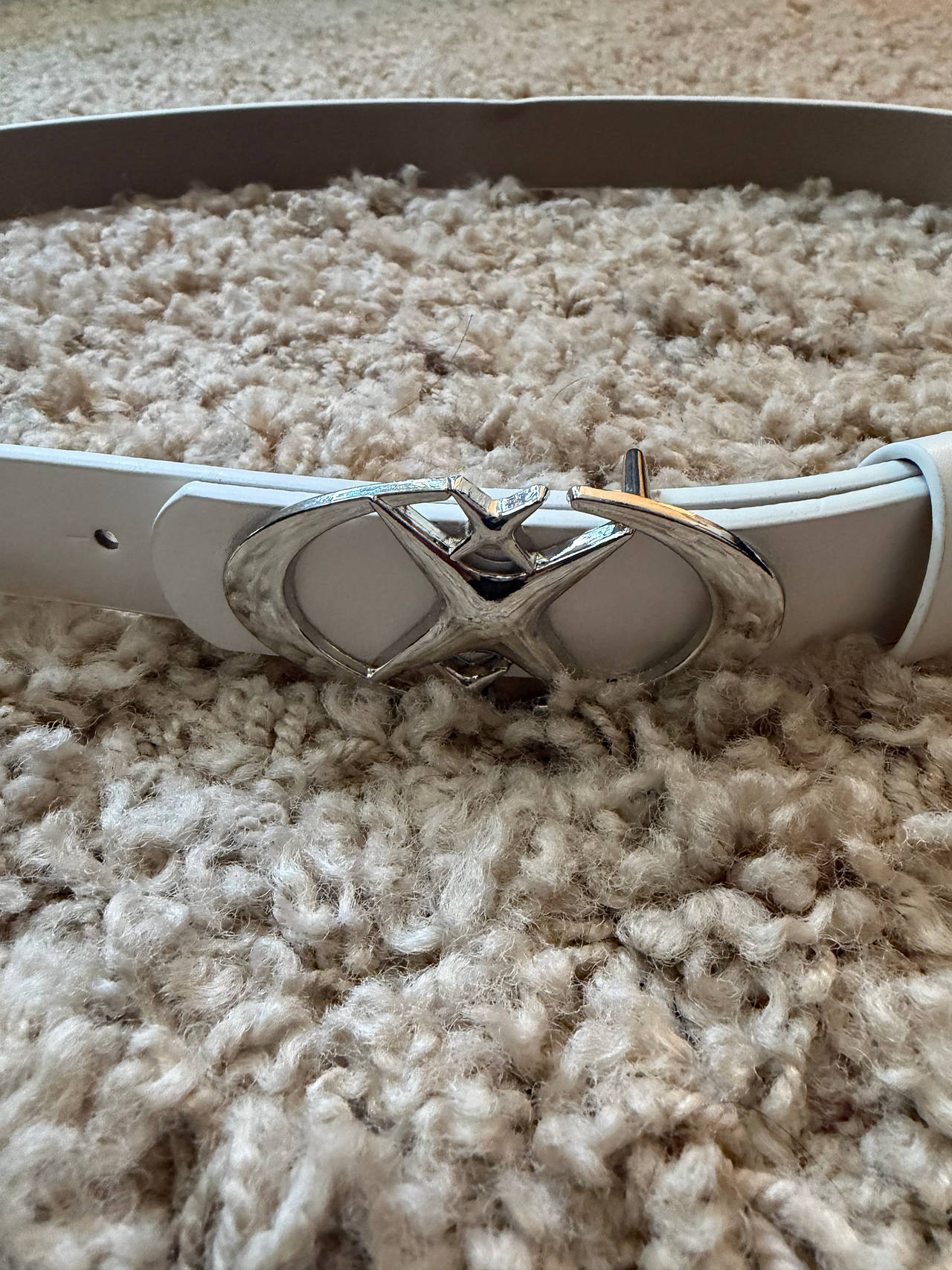 Express White Interlocking X Buckle Belt