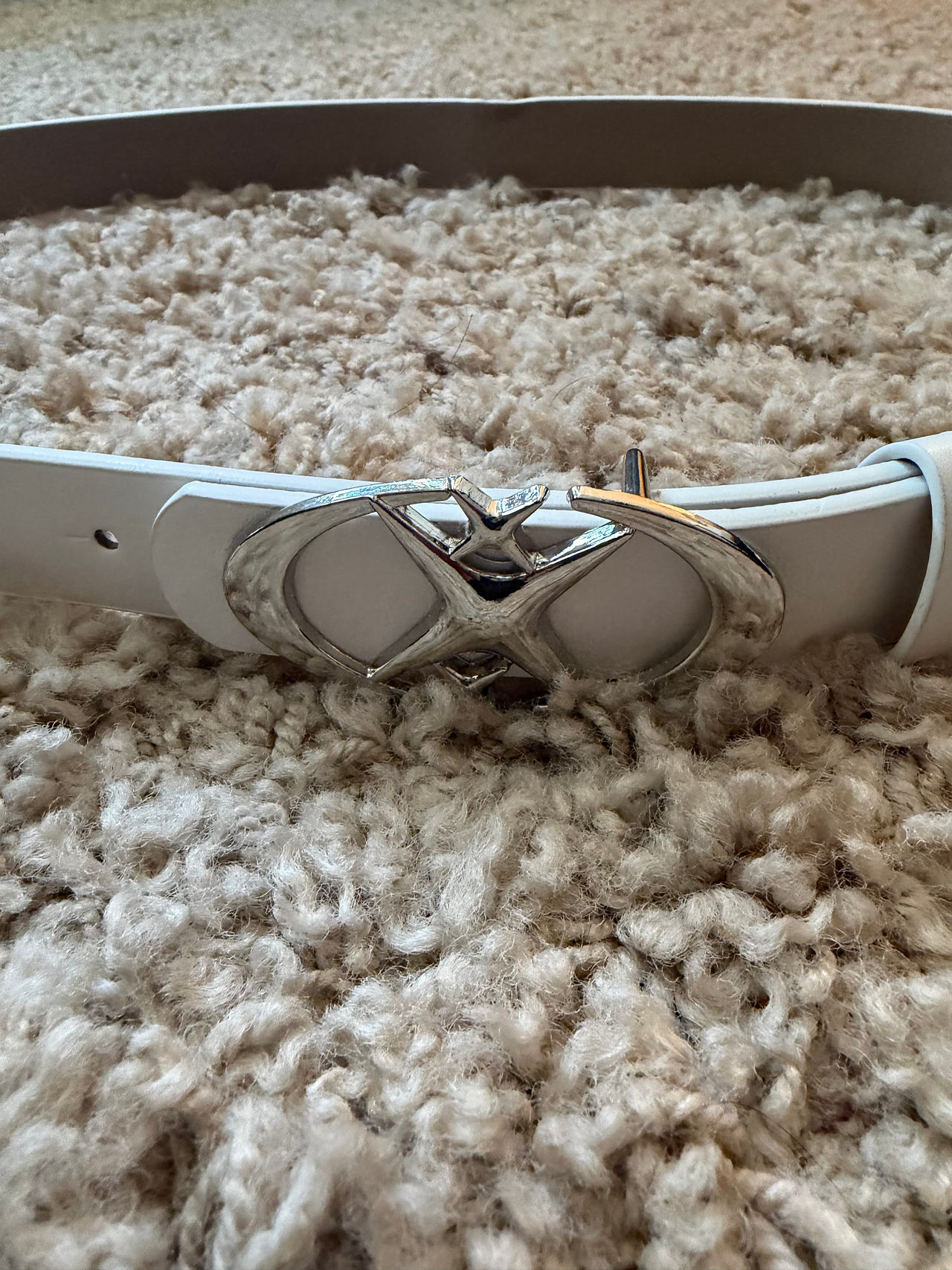 Express White Interlocking X Buckle Belt