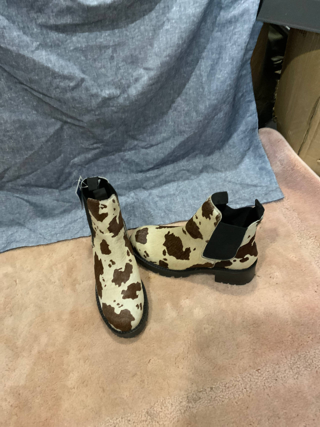 Cow Print Chelsea Boots