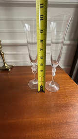 Gorham Amore Champagne Flutes Pair with Heart Stem - Image 5