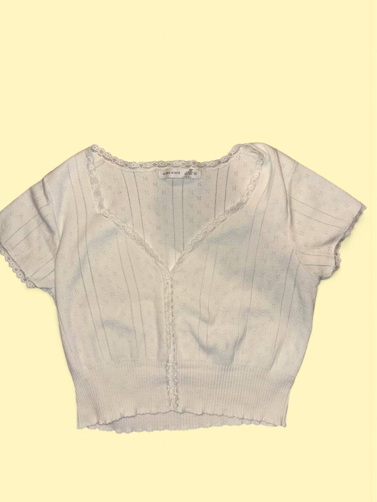Altar'd State Pointelle Lace Trim Cropped Top