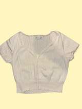 Altar'd State Pointelle Lace Trim Cropped Top - Image 1
