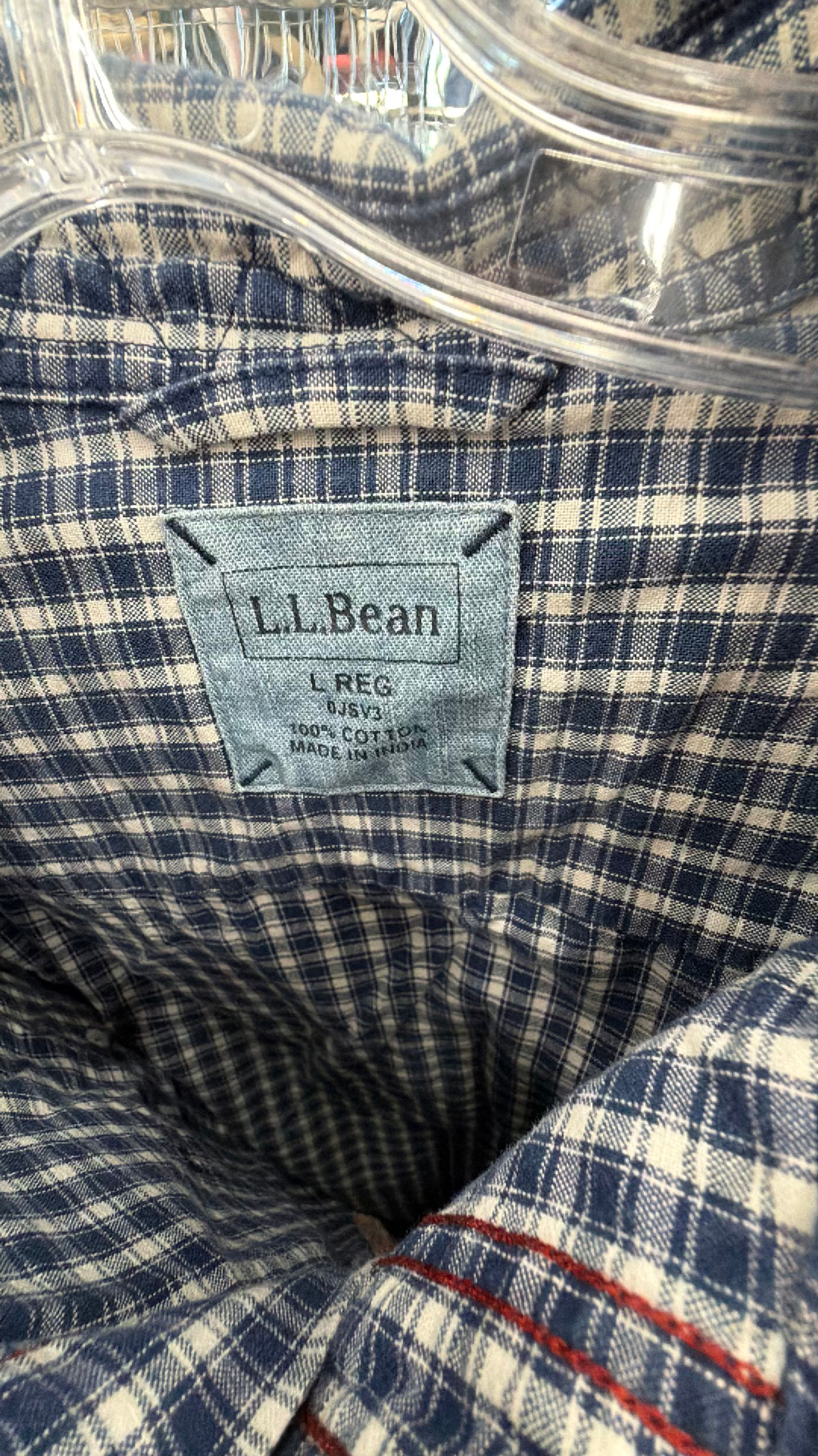 LL bean Men's White and Blue Long Sleeve Shirt - Image 3