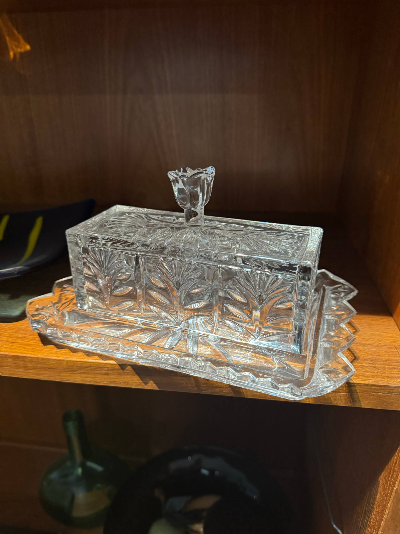 Vintage Cut Crystal Covered Butter Dish