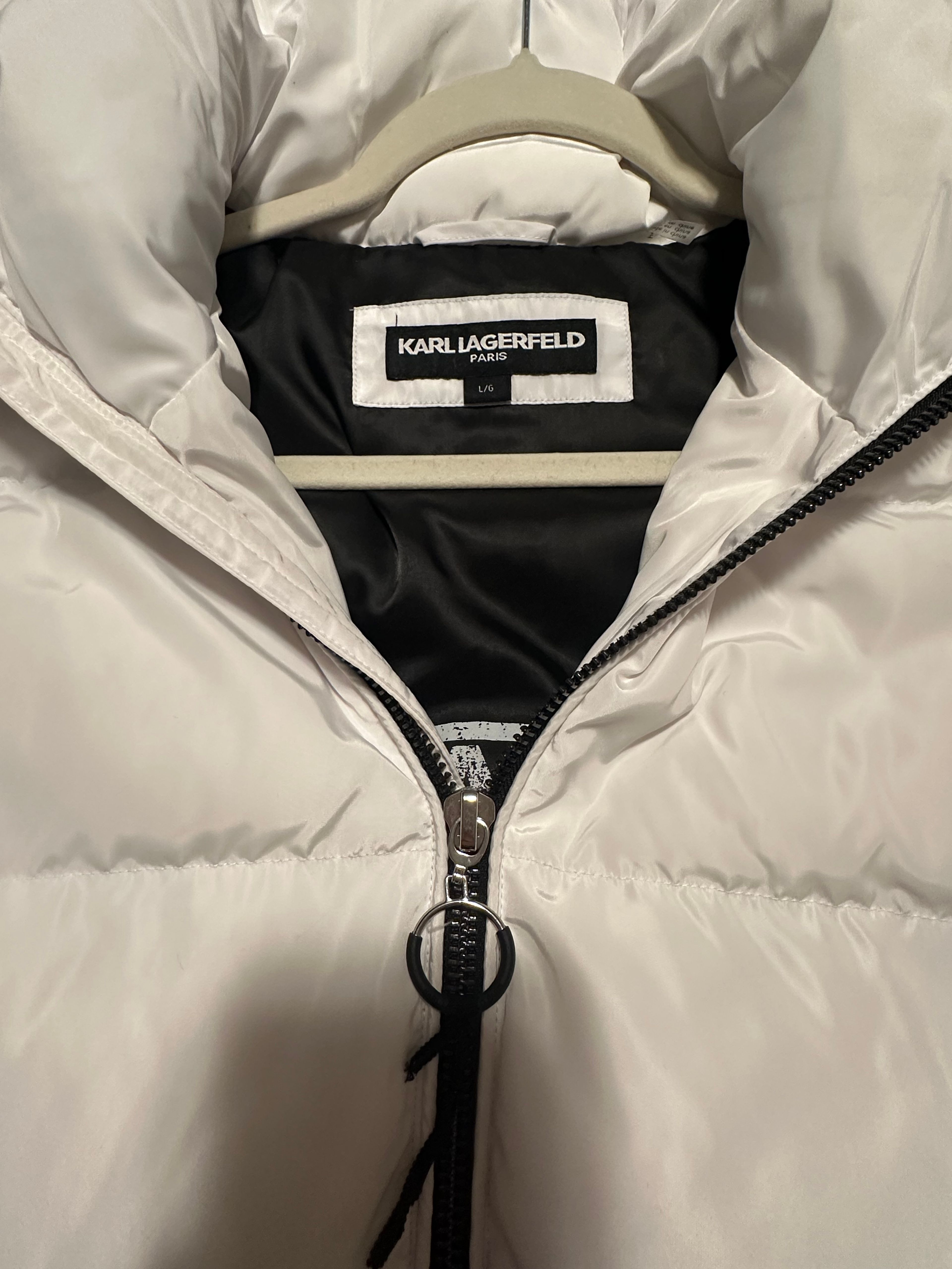 Karl Lagerfeld White Long Puffer Coat
