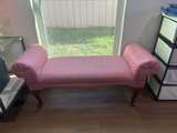 Vintage Upholstered Tufted Arm Bench - Image 2