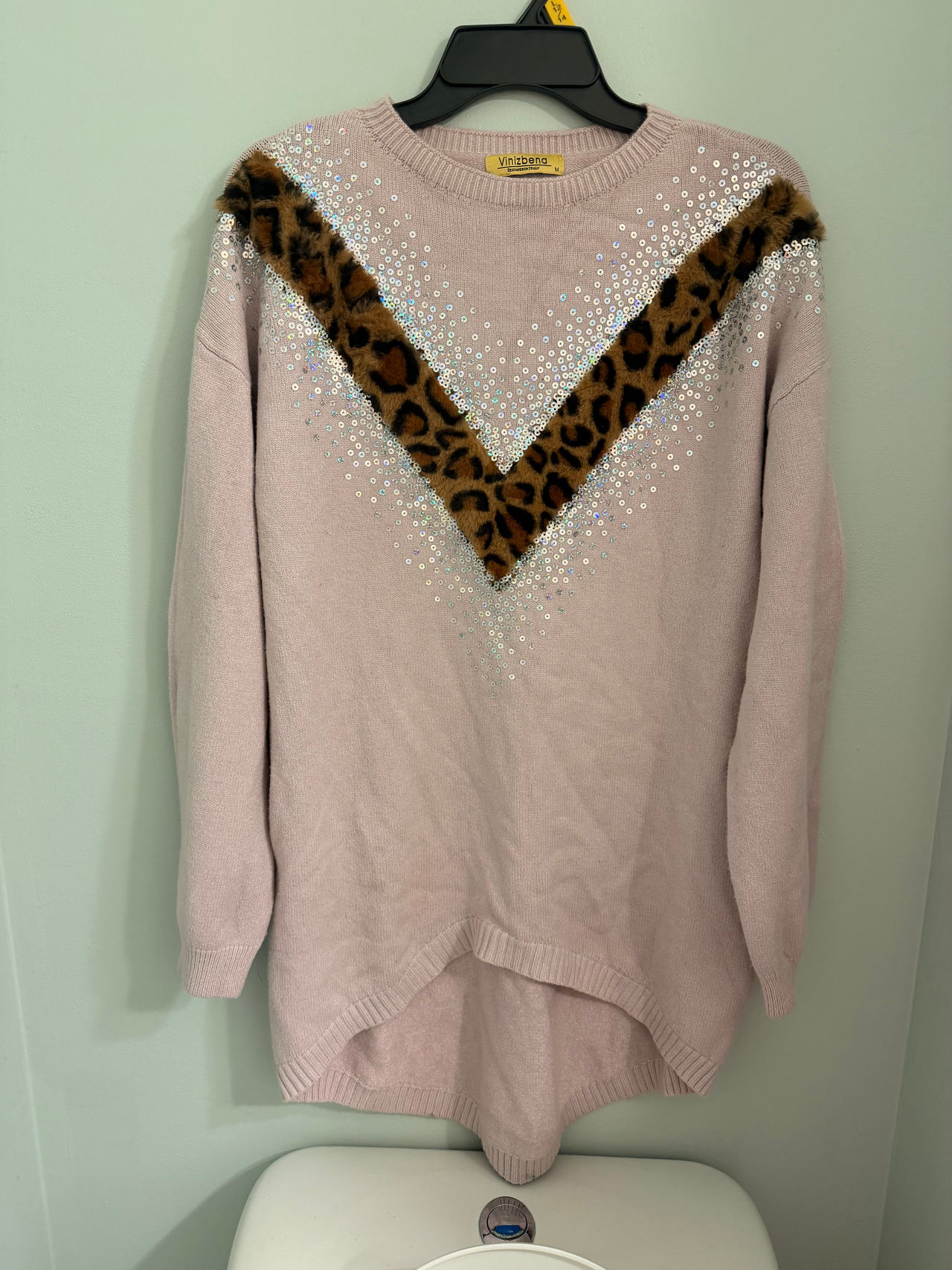 Vinitbena Leopard Print Sequin Sweater