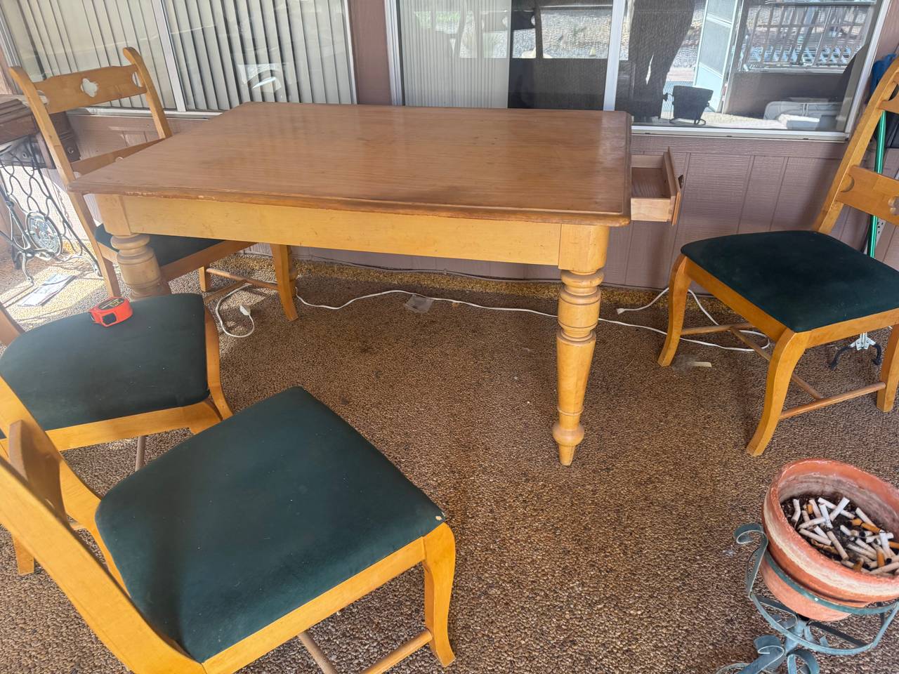 Vintage Wooden Dining Table and Chairs Set