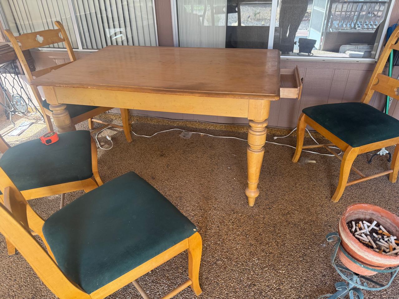 Vintage Wooden Dining Table and Chairs Set