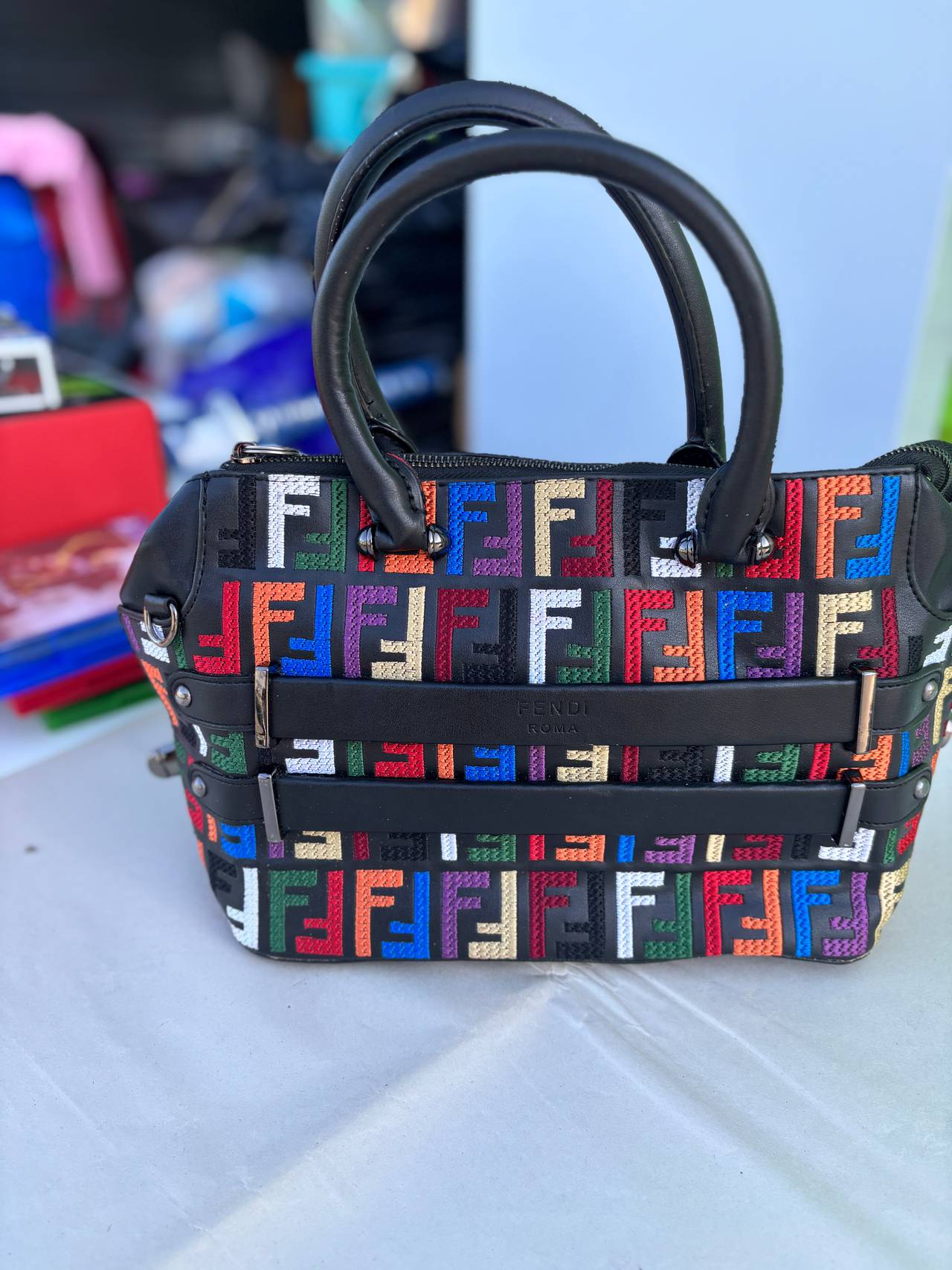 Fendi Multicolor Zucca Boston Bag