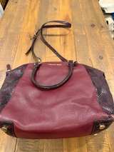 Michael Kors Riley Satchel Handbag Rich Wine Snakeskin - Image 1