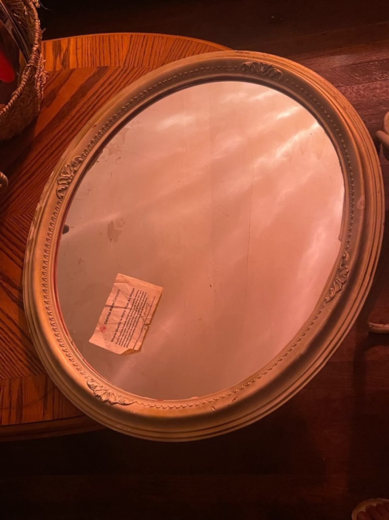Antique Gold Gilt Wood Framed Oval Mirror