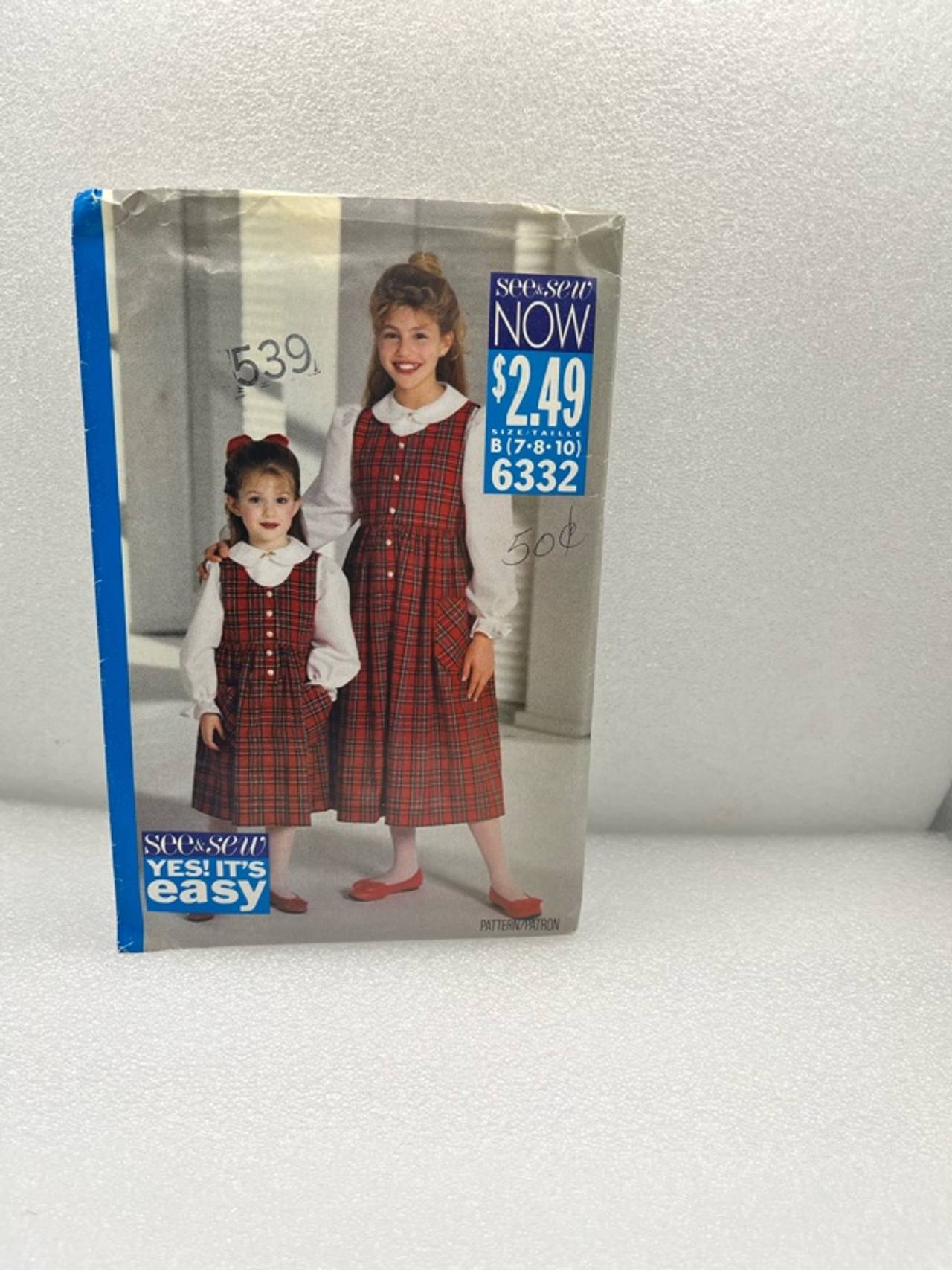 Butterick 6332 Girls Jumper & Top Sewing Pattern