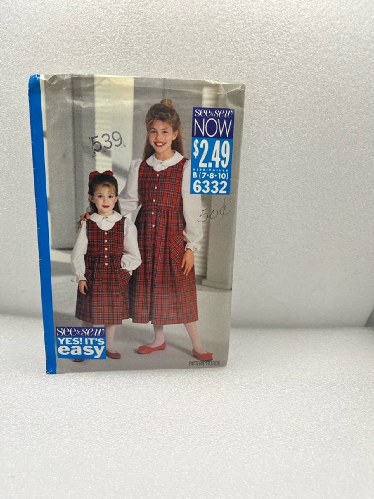 Butterick 6332 Girls Jumper & Top Sewing Pattern