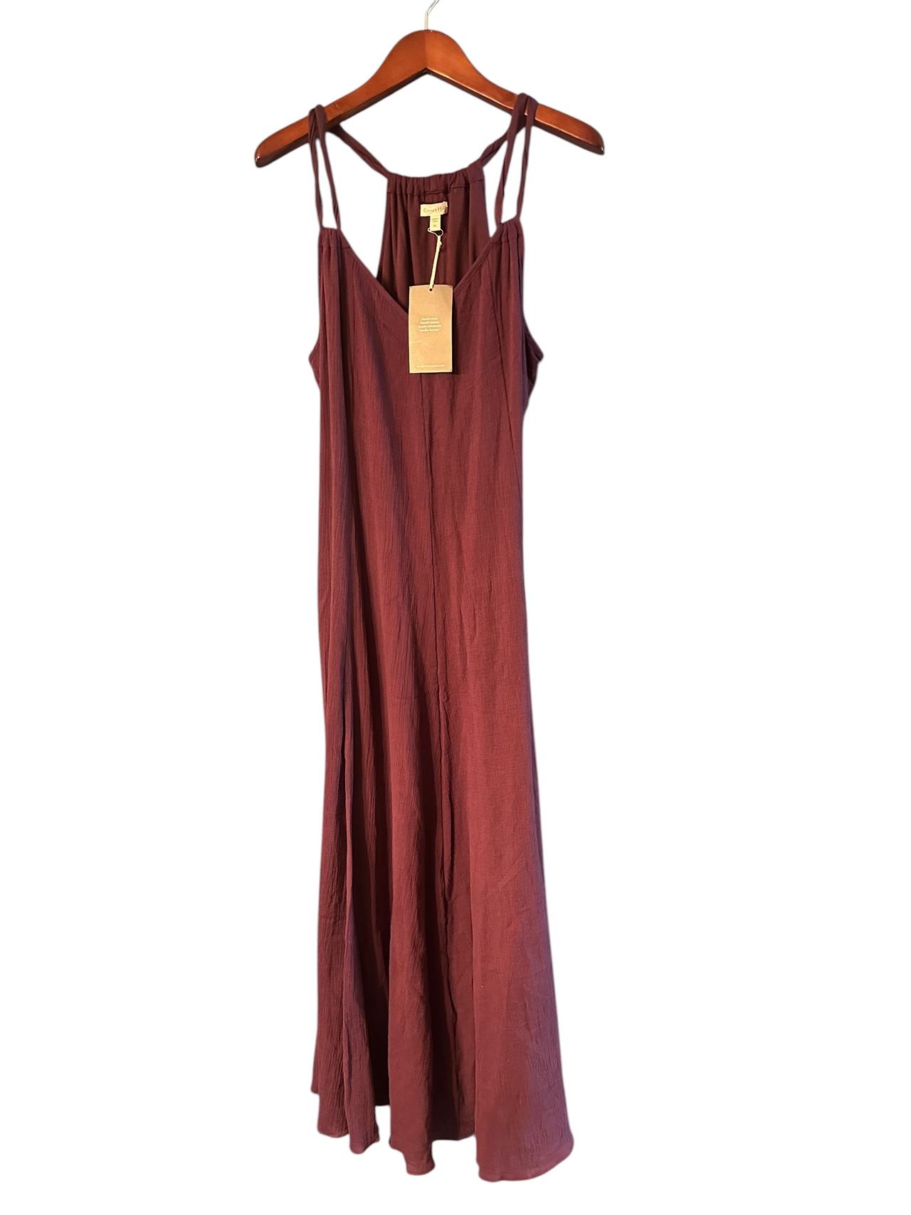 Garnet Hill Women’s Gauzy Sleeveless Maxi Dress Comfortable Rust Red Size XL