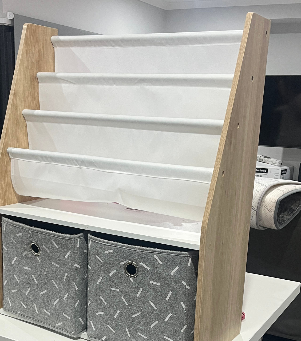 Kmart Kids Sling Bookshelf with Storage Bins