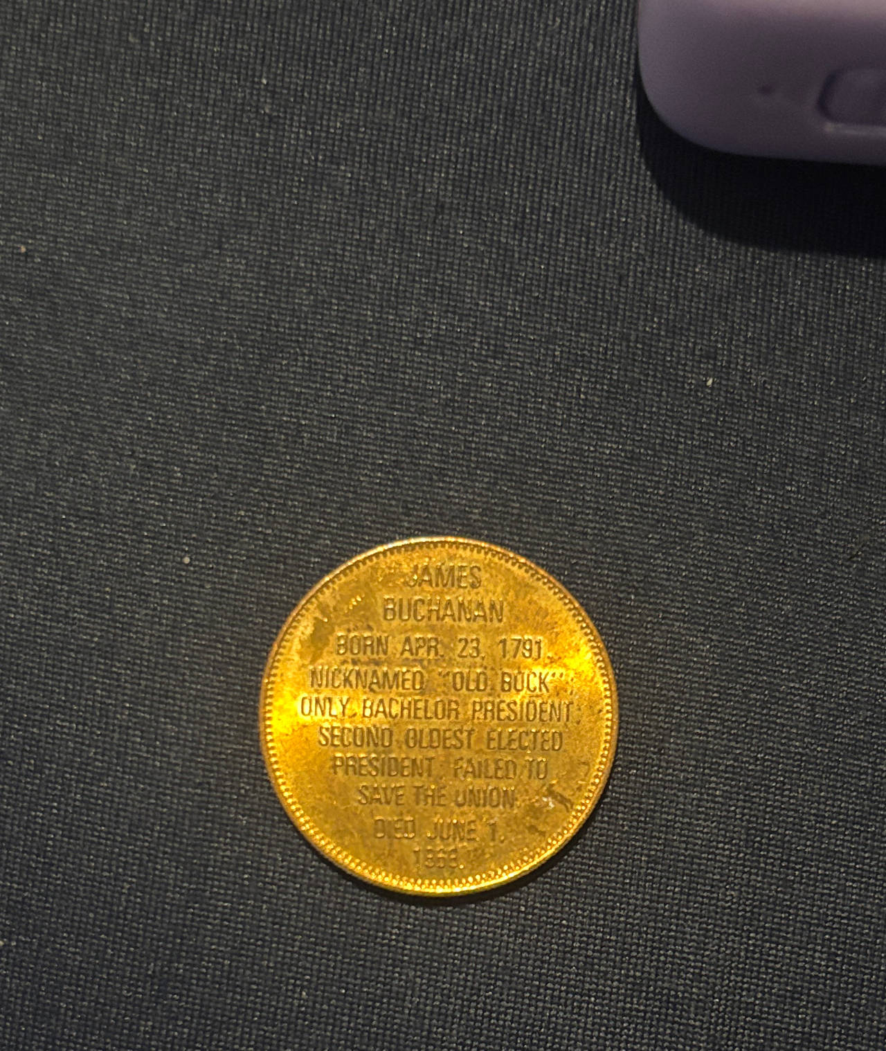 Shell Mr. President Coin Game Token James Buchanan