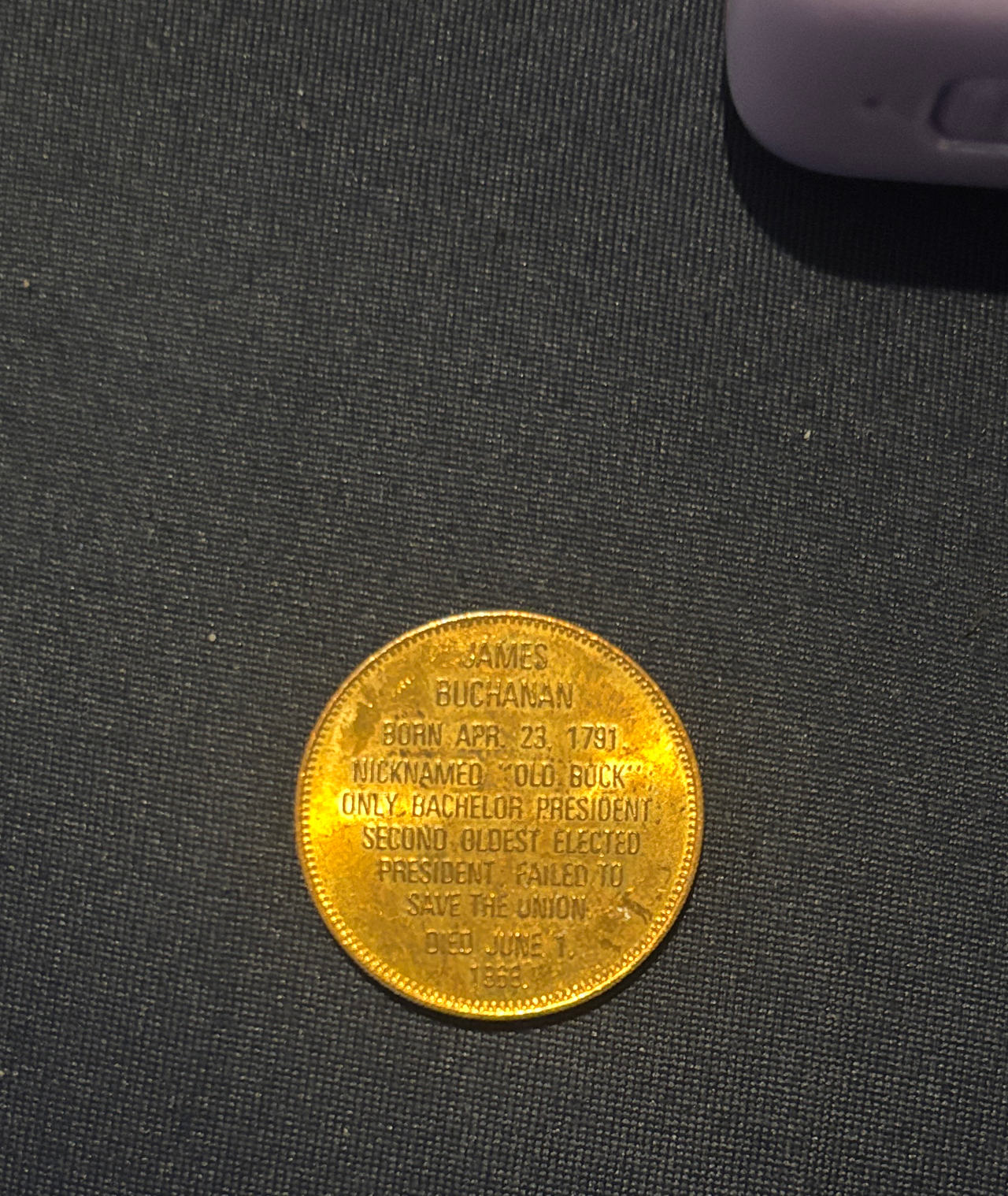 Shell Mr. President Coin Game Token James Buchanan
