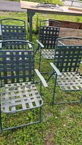 Metal Woven Strap Folding Patio Chairs - Image 1