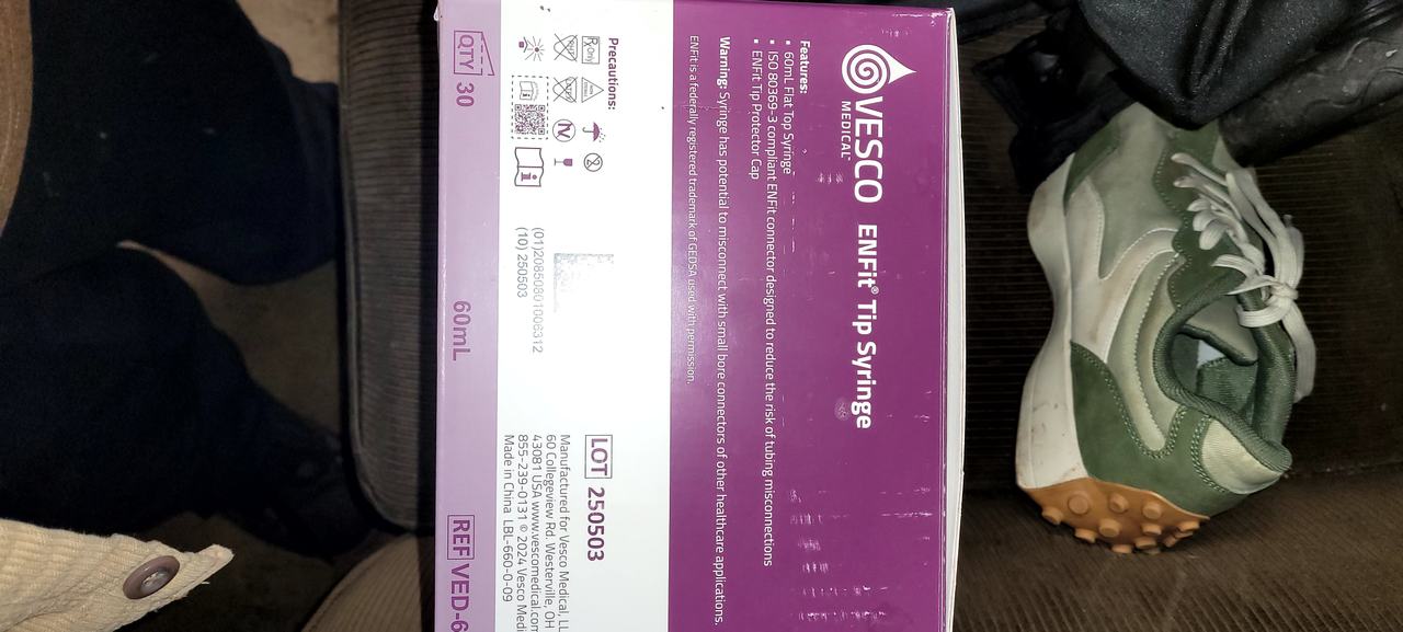 Vesco Medical ENFit Tip Syringe 60mL