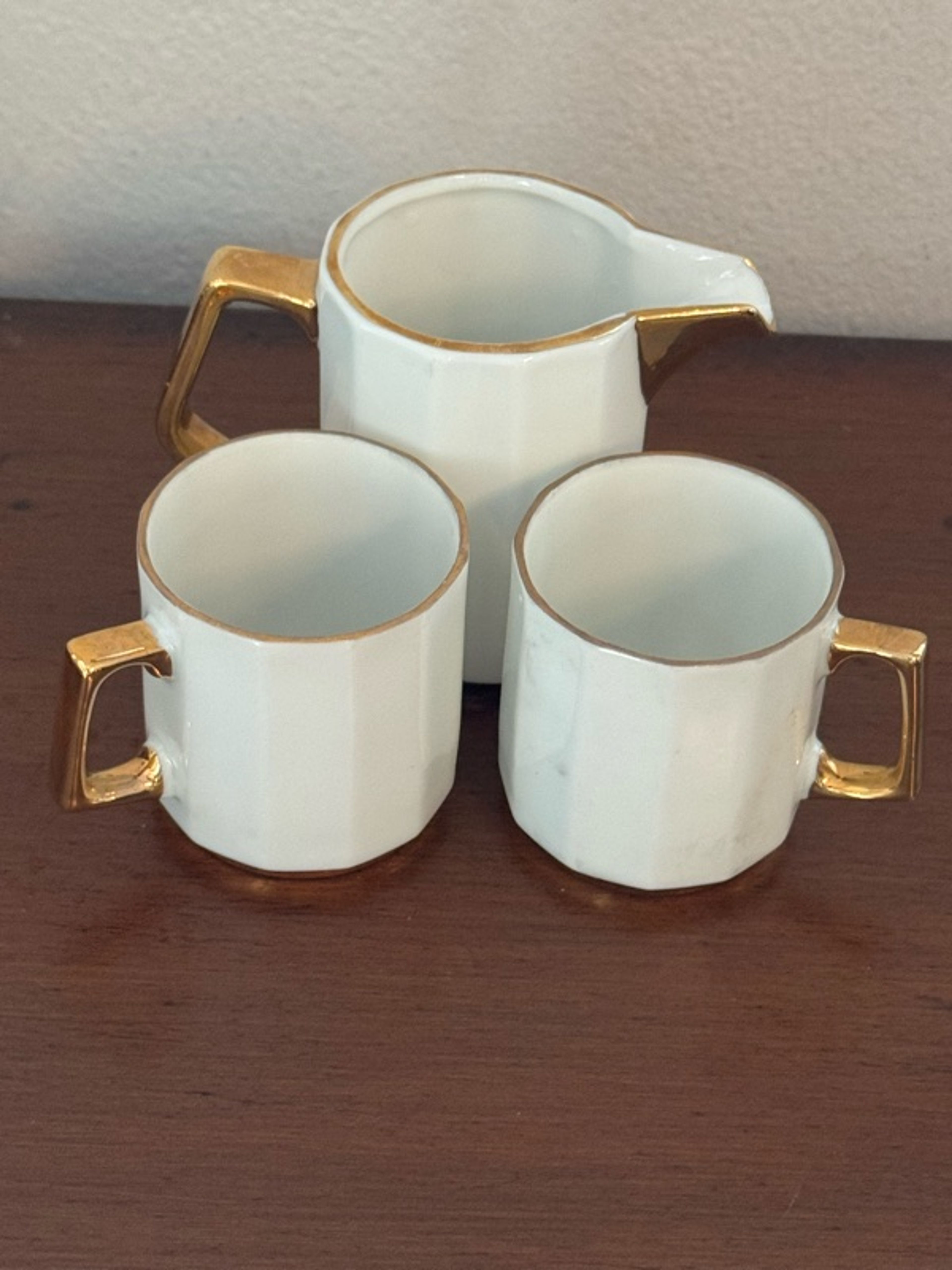 Ernest Sohn Octagon Creamer White with Brass Accents
