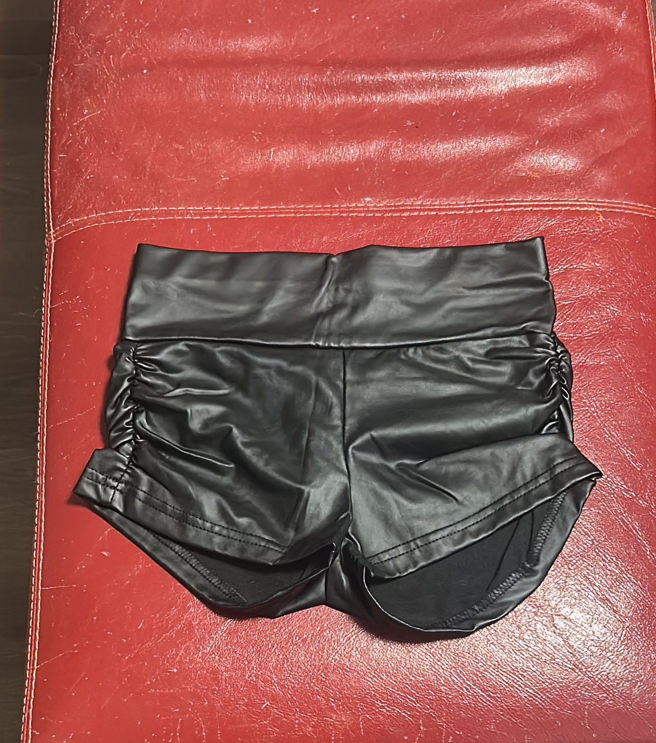 Faux Leather Ruched Side Shorts