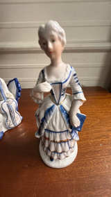 IVO Mark Victorian Blue & White Porcelain Couple Figurine Set - Image 2