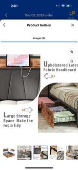 Likimio King Bed Frame with 4 Storage Drawers and Charging Headboard - Image 4