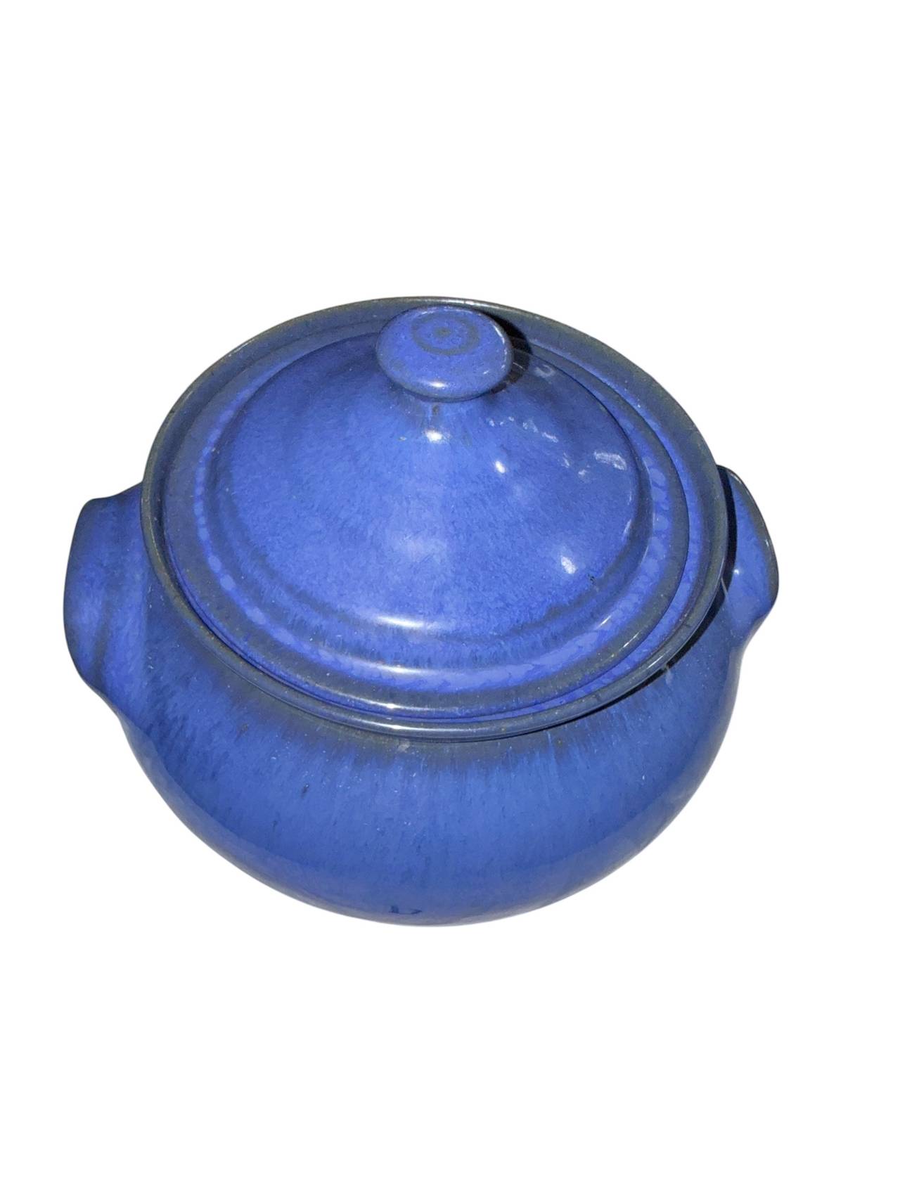 Cobalt Blue Ceramic Bean Pot with Lid