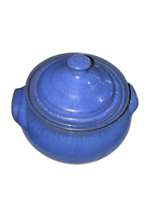 Cobalt Blue Ceramic Bean Pot with Lid - Image 1