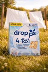 NEW! Dropps 4-in-1 Plus Oxi Laundry Detergent Pods, Free + Clear, 63 Count - Image 2