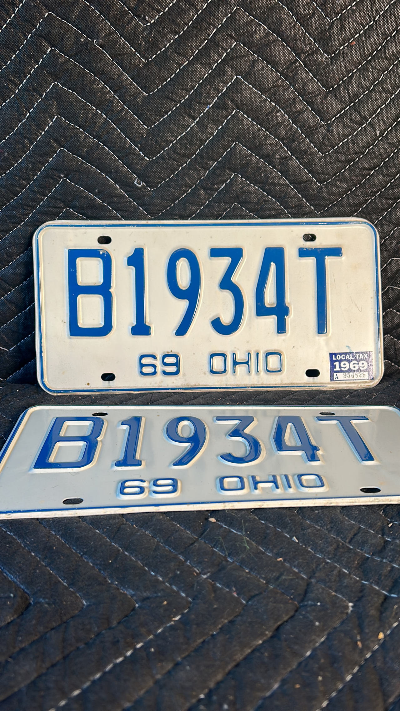 1969 Ohio License Plate Pair