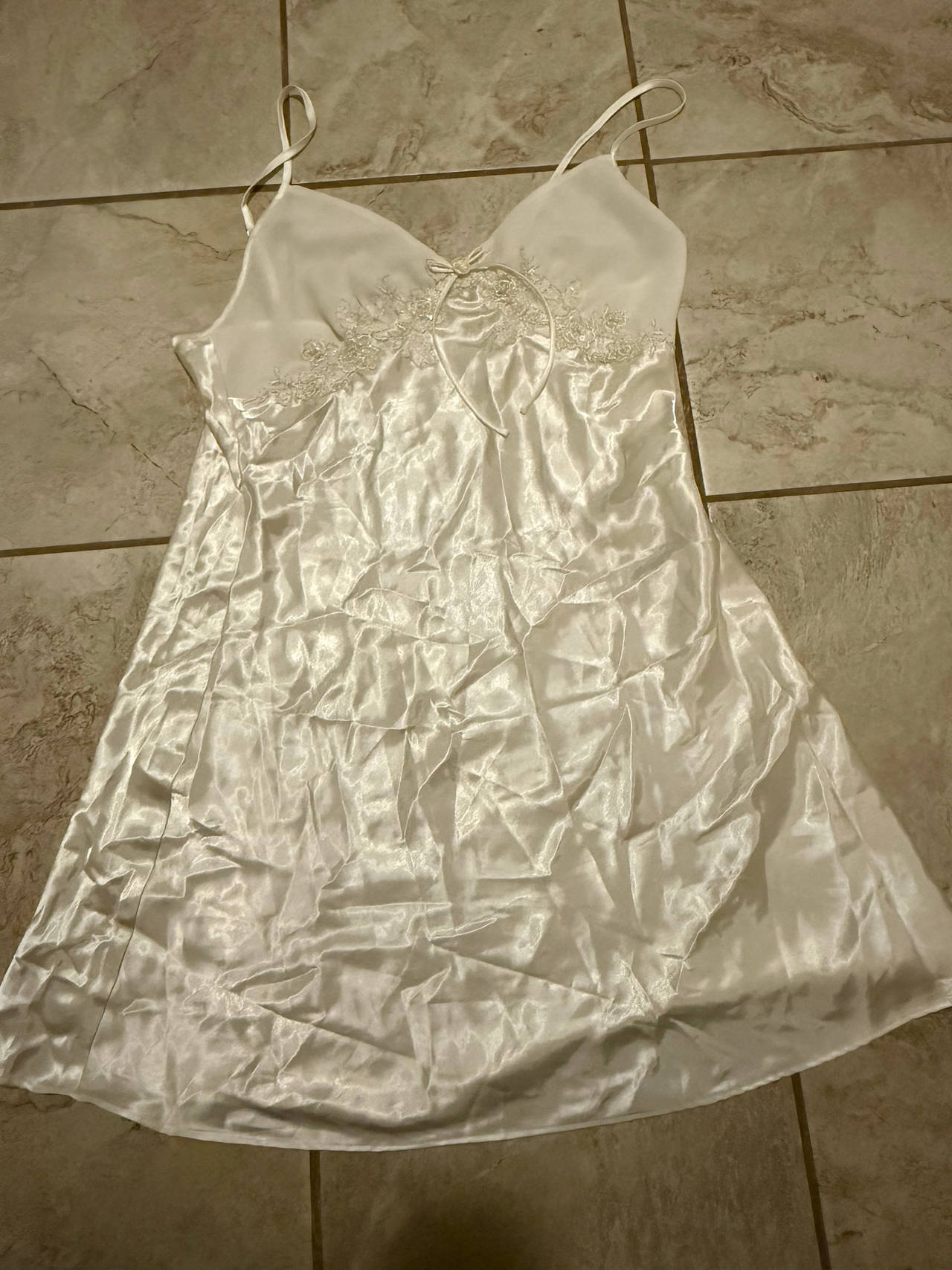 PINK Satin Lace-Trim Nightgown