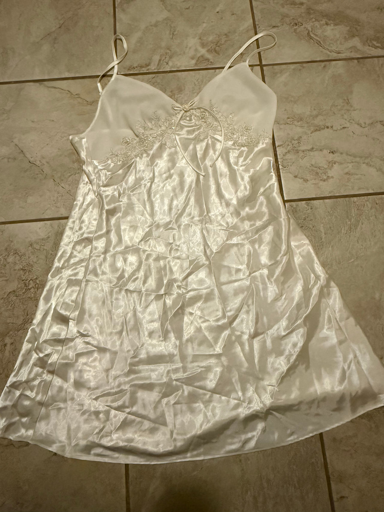 PINK Satin Lace-Trim Nightgown