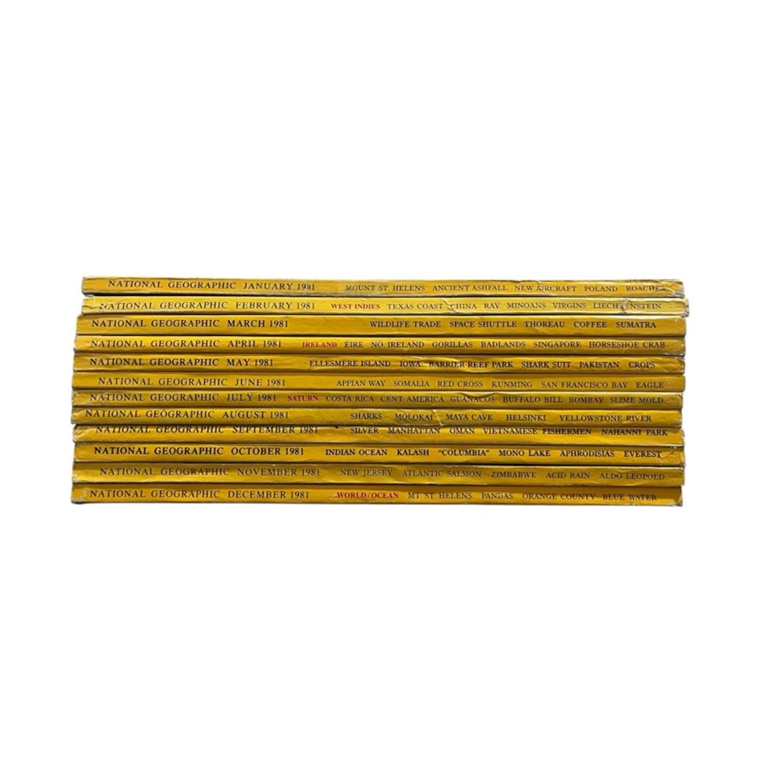 National Geographic Magazine 1981 Lot of 12 Full Year Some Maps