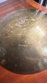 Chinese Vintage Brass Bowl with Dragon Etching - Image 3