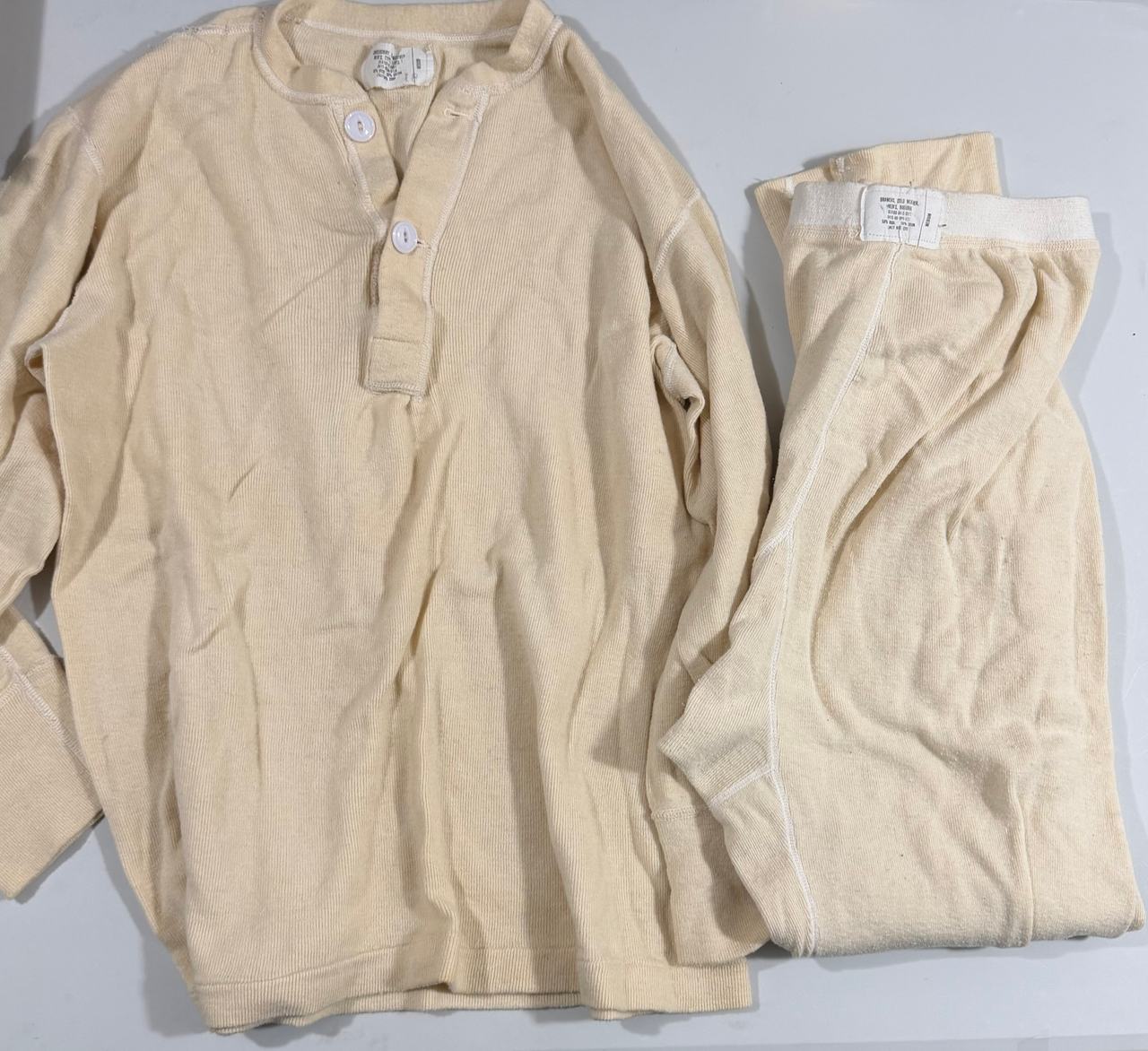 Vintage Military Thermal Underwear Set Shirt & Pants Worn by U.S Army Soldier 70