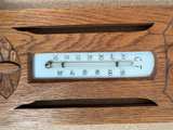 Antique Dutch Art Nouveau Oak Wall Barometer and Thermometer - Image 2