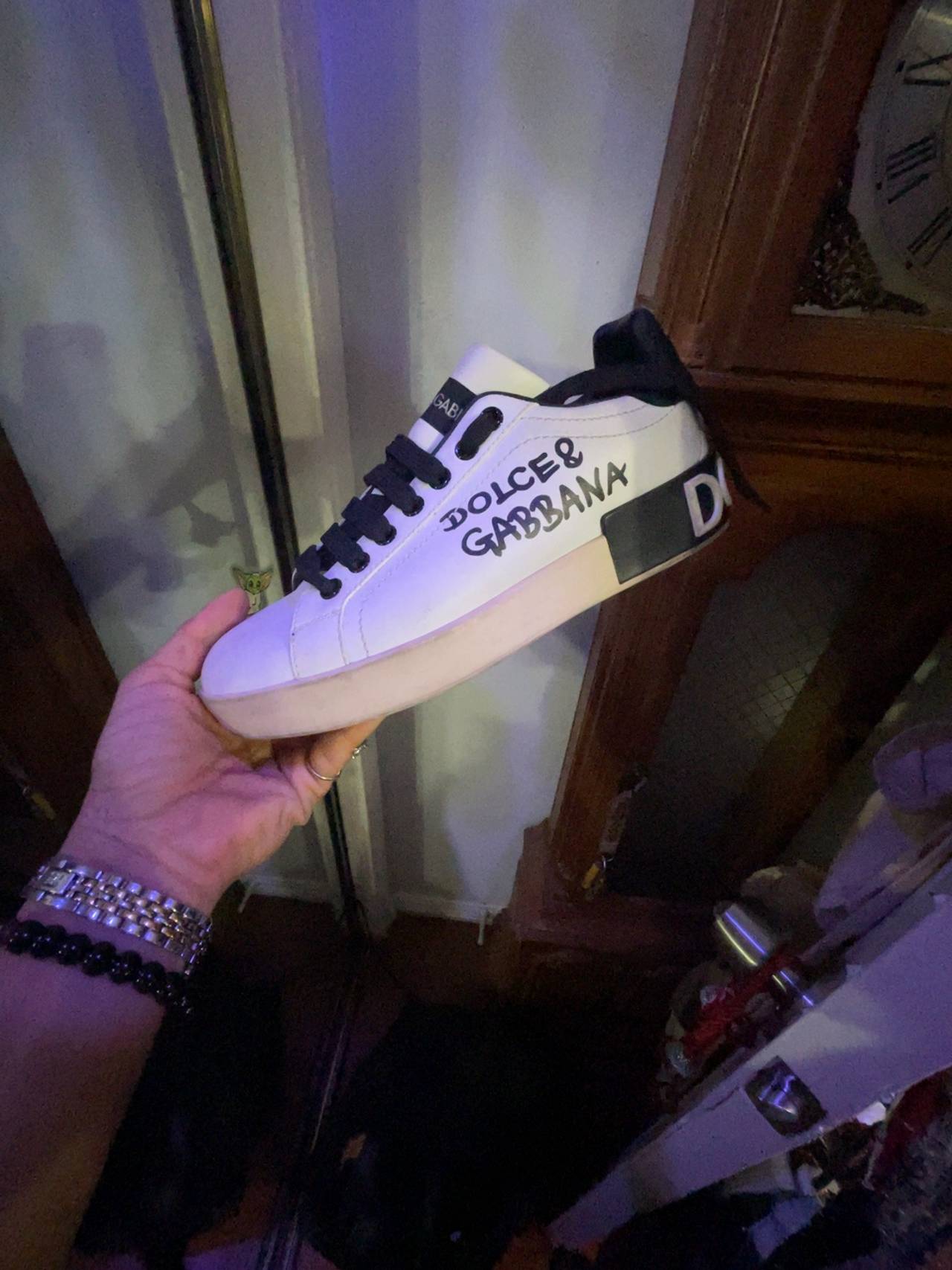 Dolce & Gabbana Portofino Leather Sneakers White/Black