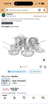 Cuisinart Chef's Classic Stainless Steel 11-Piece Cookware Set - Image 1