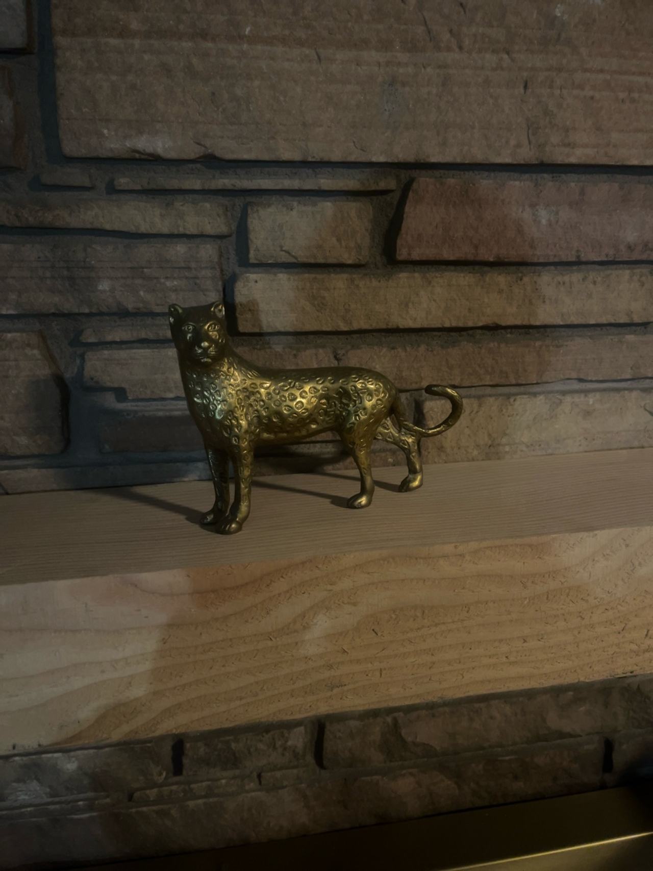 Brass Leopard Statue Gold Finish