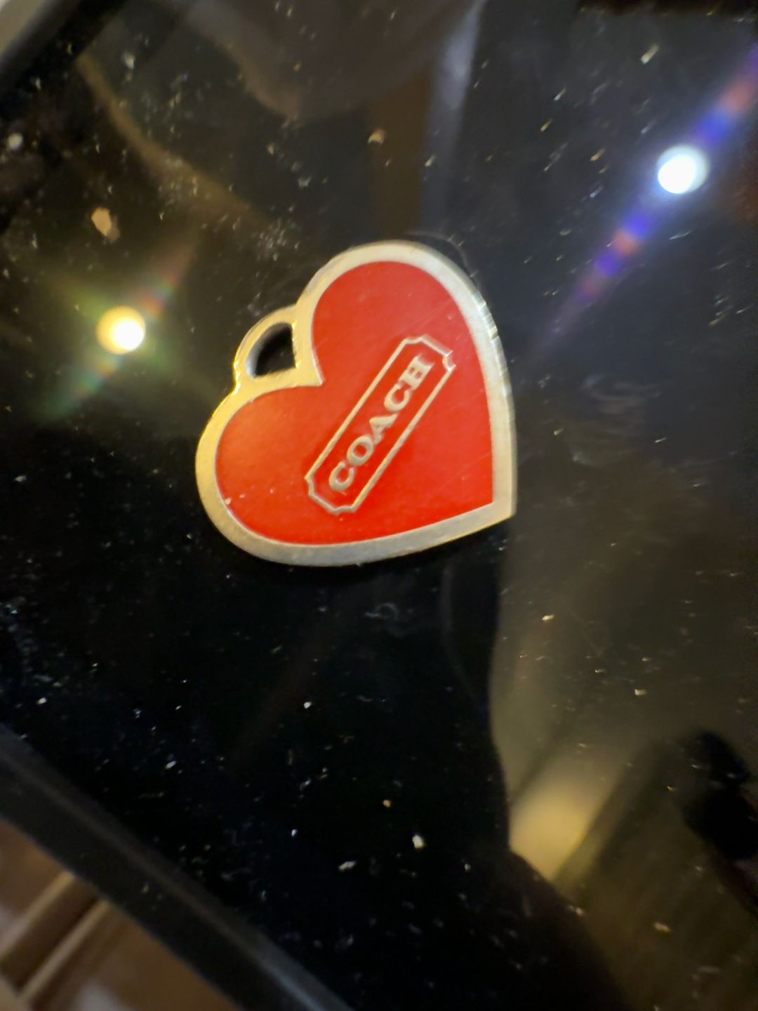 Coach Shocking Pink Heart Enamel Silver Tone Pendant Necklace