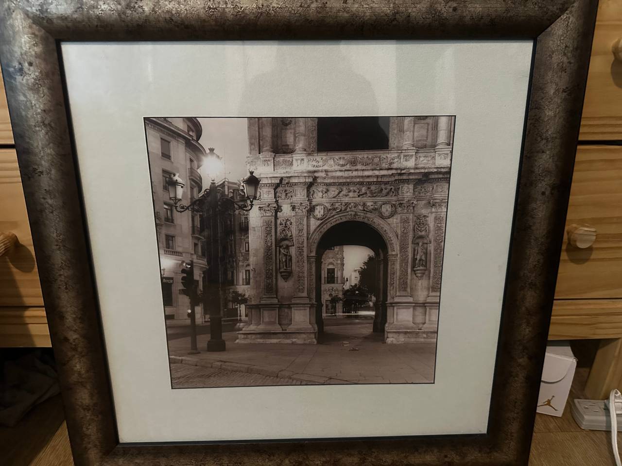 Framed Black and White European Architecture Print