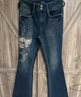 Hot Topic Skull and Cross Flare Jeans Size 11 Goth wide leg - Image 1