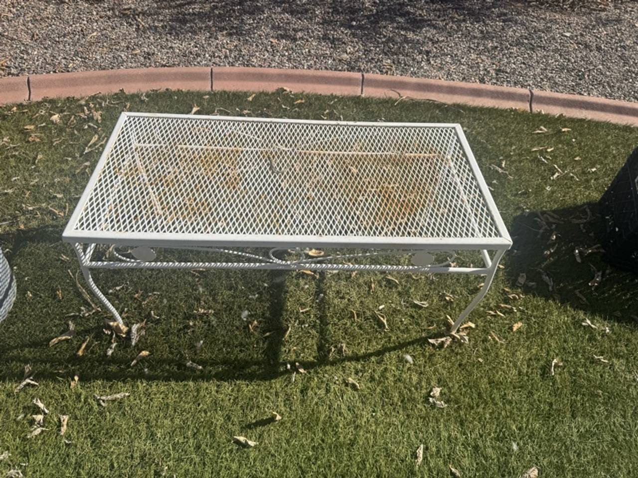 Woodard Mid-Century Wrought Iron Mesh Patio Table