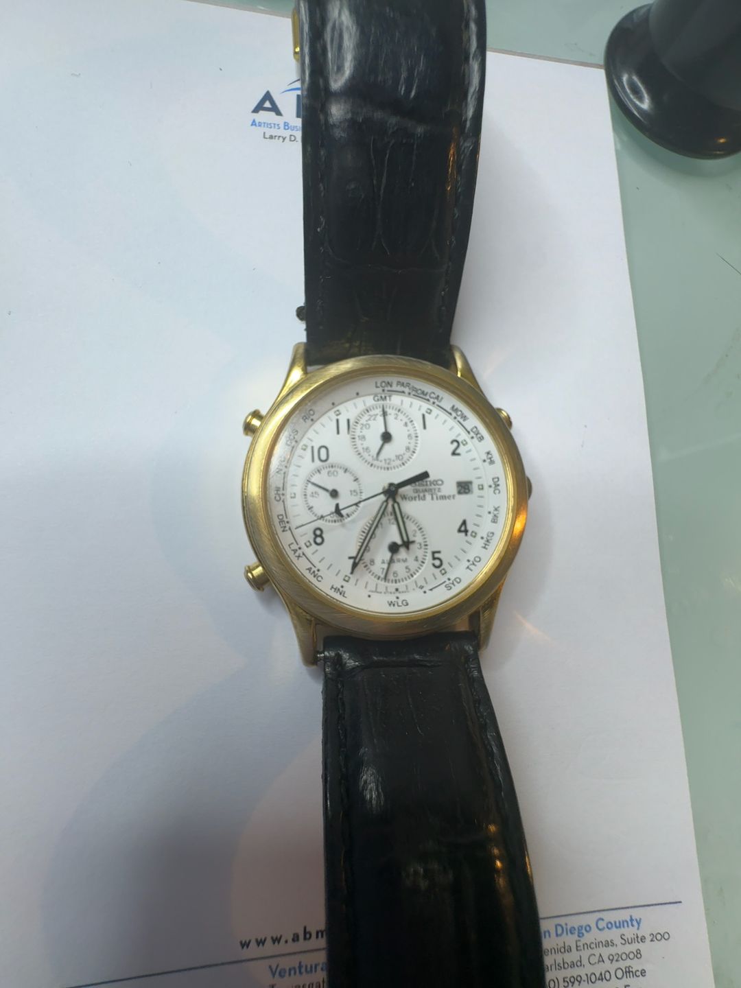 Seiko World Timer 5T52-6A10 Gold-Filled Quartz Chronograph