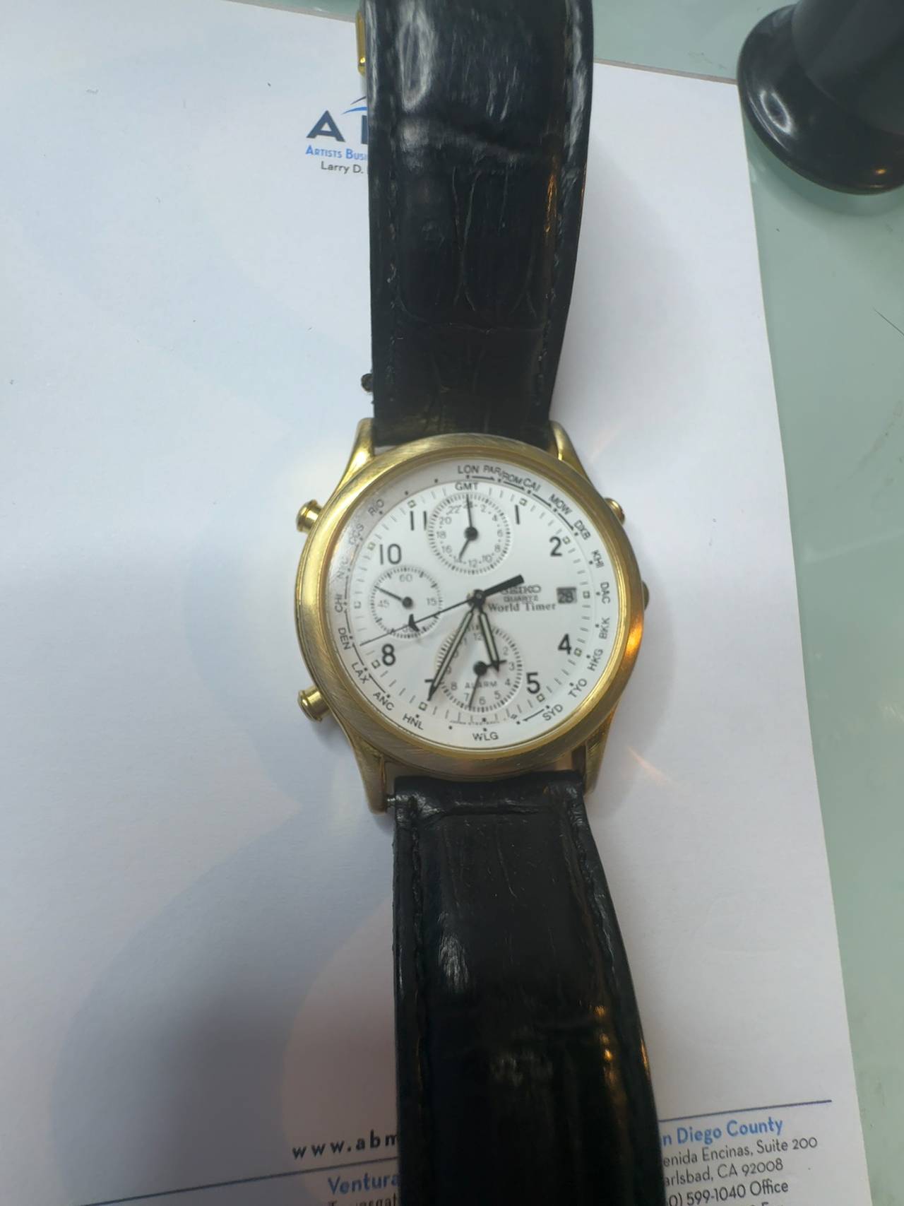 Seiko World Timer 5T52-6A10 Gold-Filled Quartz Chronograph
