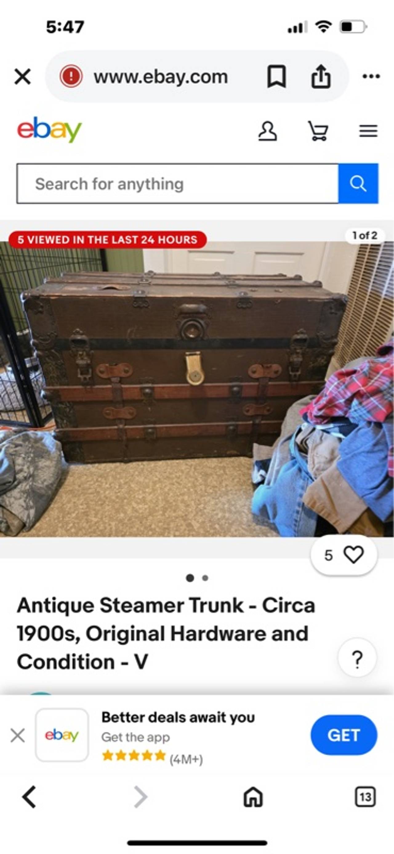 Antique Steamer Trunk Brown