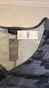 Lane Bryant Blue Grey Camo Top Blouse Swing Collection Sweetheart Neck 18/20 - Image 3