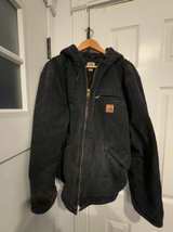 Large Carhartt J141 Sherpa Lined Hooded Detroit Jacket Black Coat  - Image 1